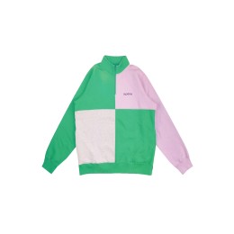 Design half-chest zipper green color matching purple sweater custom fashion embroidered logo inner design cotton sweater sweater manufacturer Z585 Design half-chest zipper green color matching purple sweater custom fashion embroidered logo inner design cotton sweater sweater manufacturer Z585